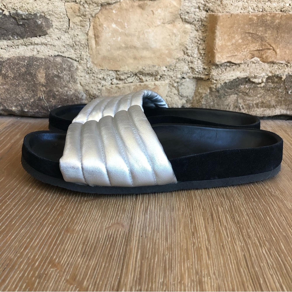 Isabel Marant Helea Silver slides sandals size 6.5-7 - Picture 3 of 11